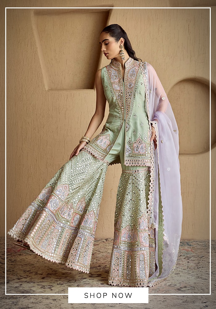 Seaside Splendor: How The Breakers, Palm Beach Sets the Stage for Dreamy Indian Weddings 3 Flowy green sharara and kurta set