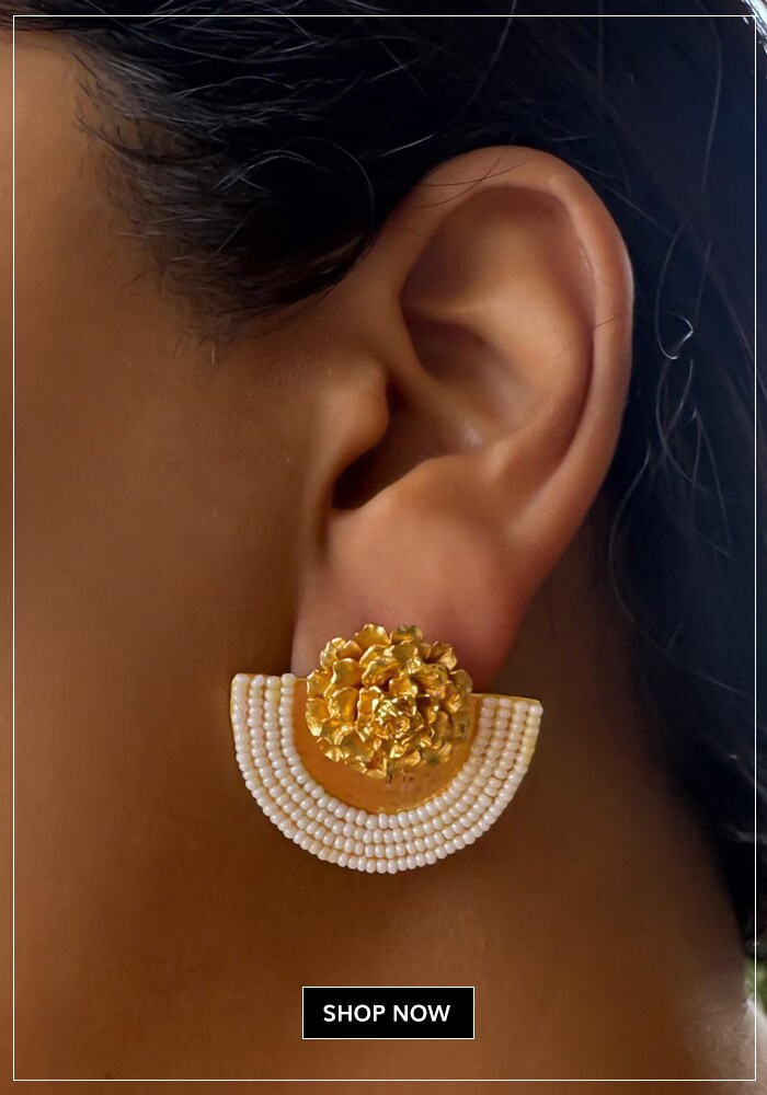 This Wedding Season, Swap Danglers for Stunning Studs Under 5K! 14 Gold plated marigold studs