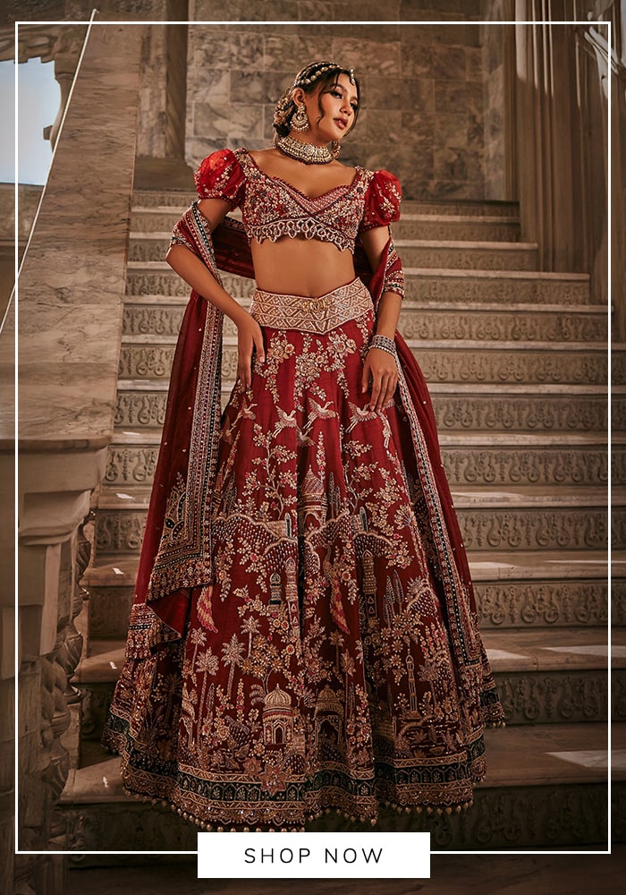 Seaside Splendor: How The Breakers, Palm Beach Sets the Stage for Dreamy Indian Weddings 5 Maroon bridal embroidered lehenga