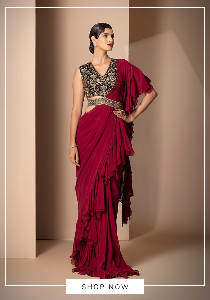 Ruffle Saree for a Wedding 