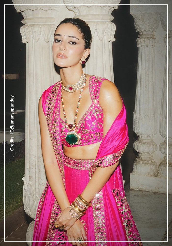 Ananya Panday in pink Punit Balana lehenga