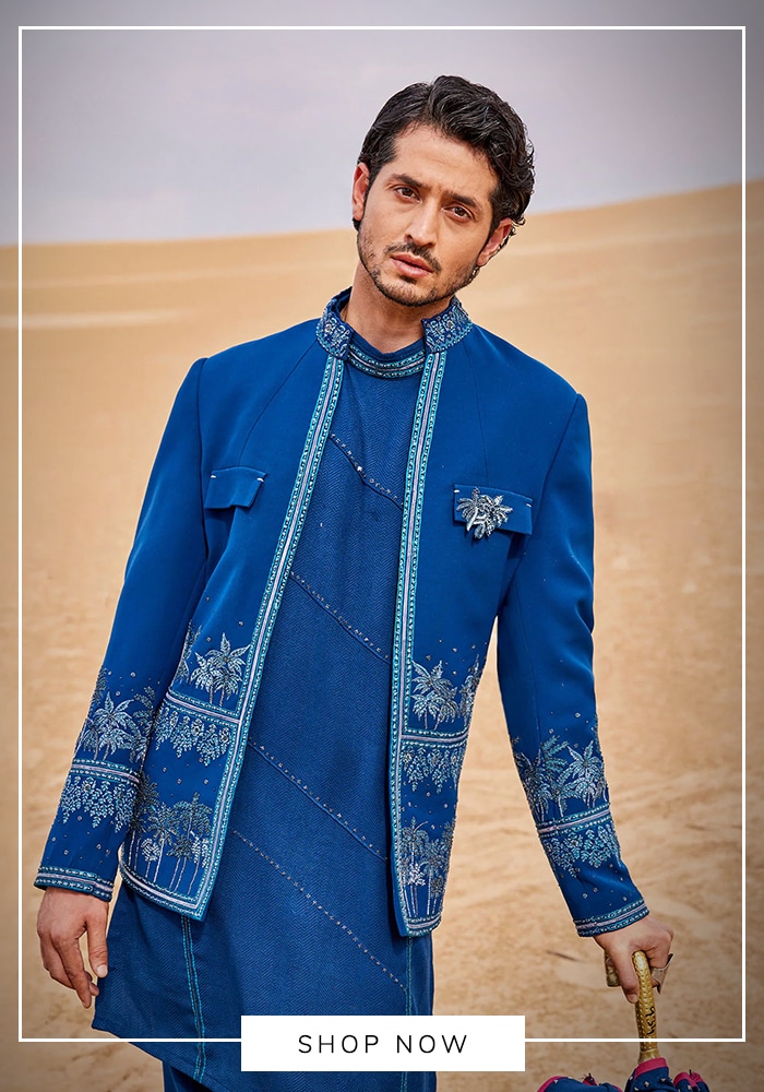 Seaside Splendor: How The Breakers, Palm Beach Sets the Stage for Dreamy Indian Weddings 8 Blue bundi and kurta set