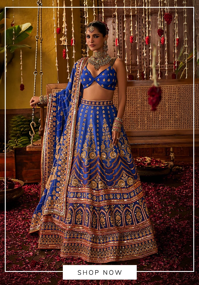 Blue embellished lehenga