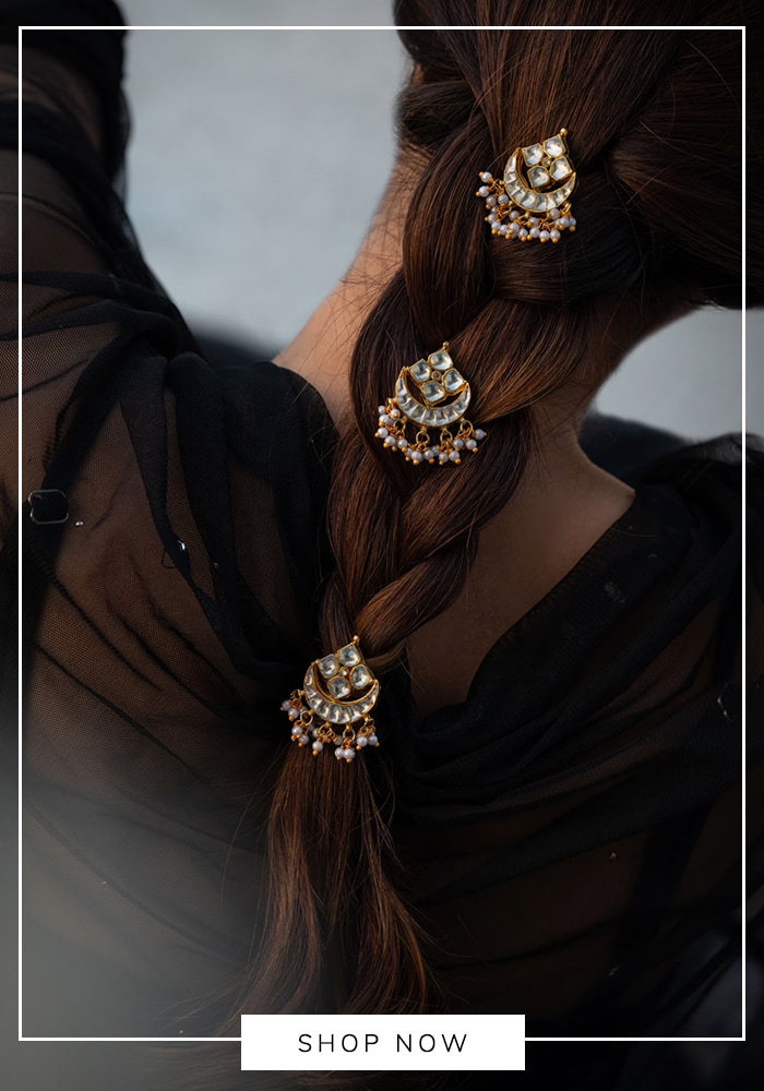 Priyanka Chopra Jonas’ White Anamika Khanna Lehenga Saree Serves Pure Goddess Energy 11 Braid pins