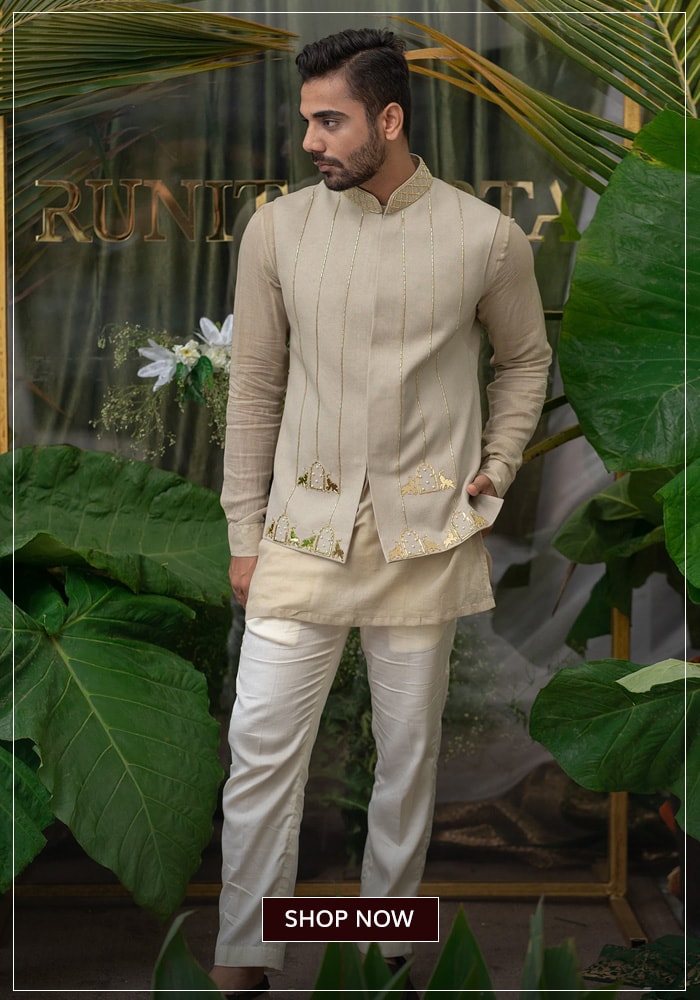 Olive green bundi kurta