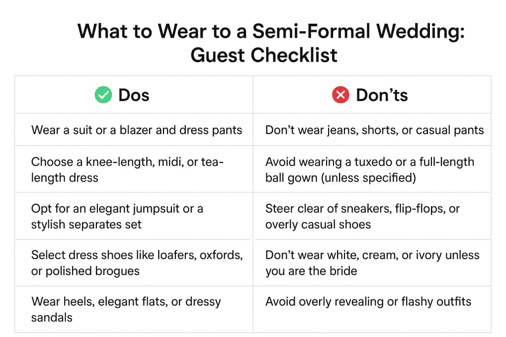 What to Wear to a Semi-Formal Wedding: Complete Guest Checklist 
 