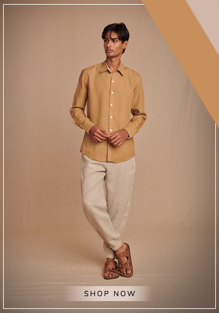Men’s Day: How Modern Menswear Defines the New Age Gentleman 7 Model wearing linen jogger pant