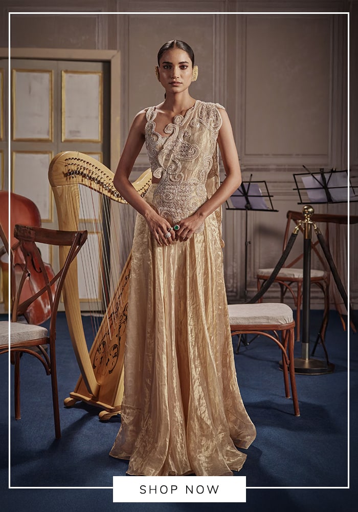 Embellished Tissue Lehenga Saree