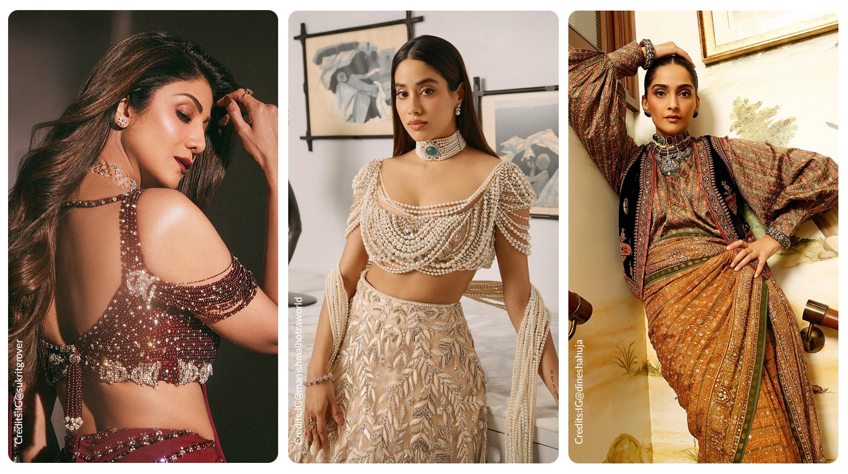 Shilpa shetty, jahnvi kapoor and sonam kapoor wearing trending blouse sleeve