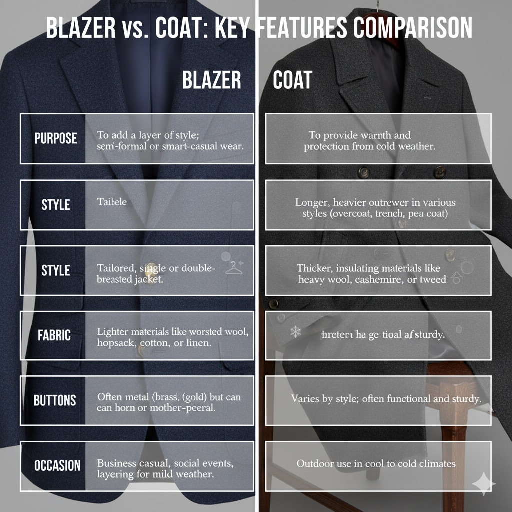 Blazer vs Coat: A Complete Guide to Choosing the Right Outerwear 2 Differences Between a Blazer and a Coat - Blazer vs Suit
