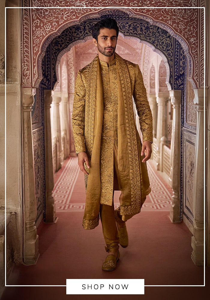Seaside Splendor: How The Breakers, Palm Beach Sets the Stage for Dreamy Indian Weddings 9 Gold sherwani