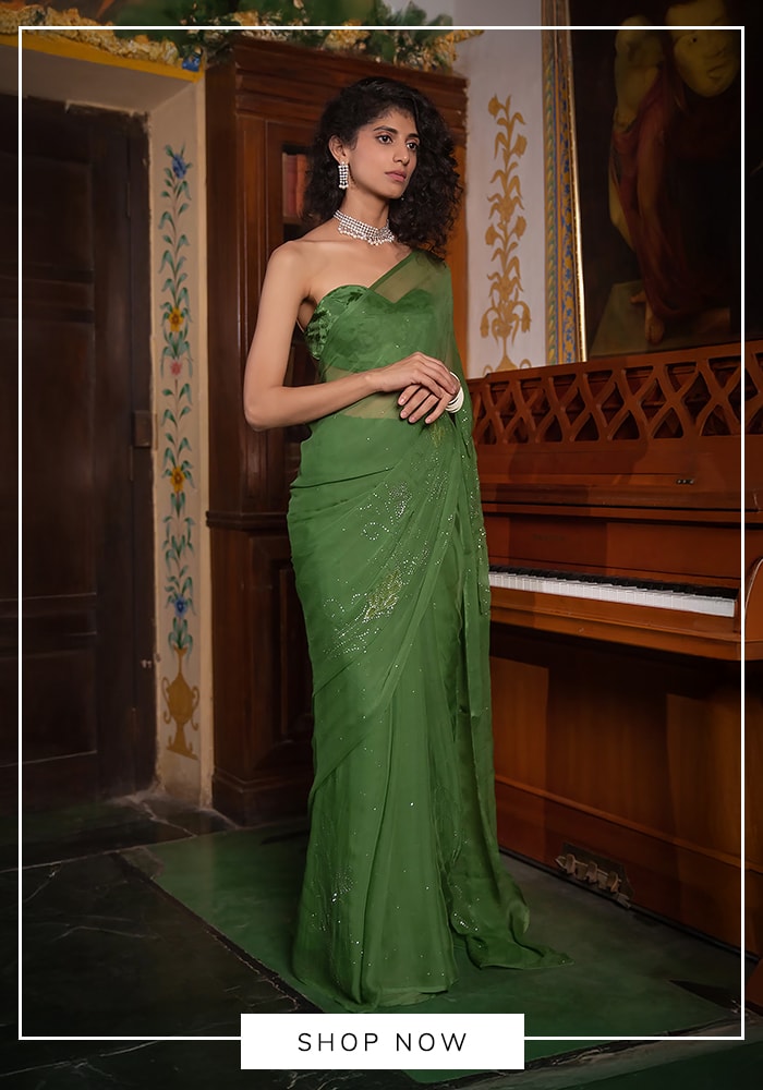 Seaside Splendor: How The Breakers, Palm Beach Sets the Stage for Dreamy Indian Weddings 10 Green corset saree