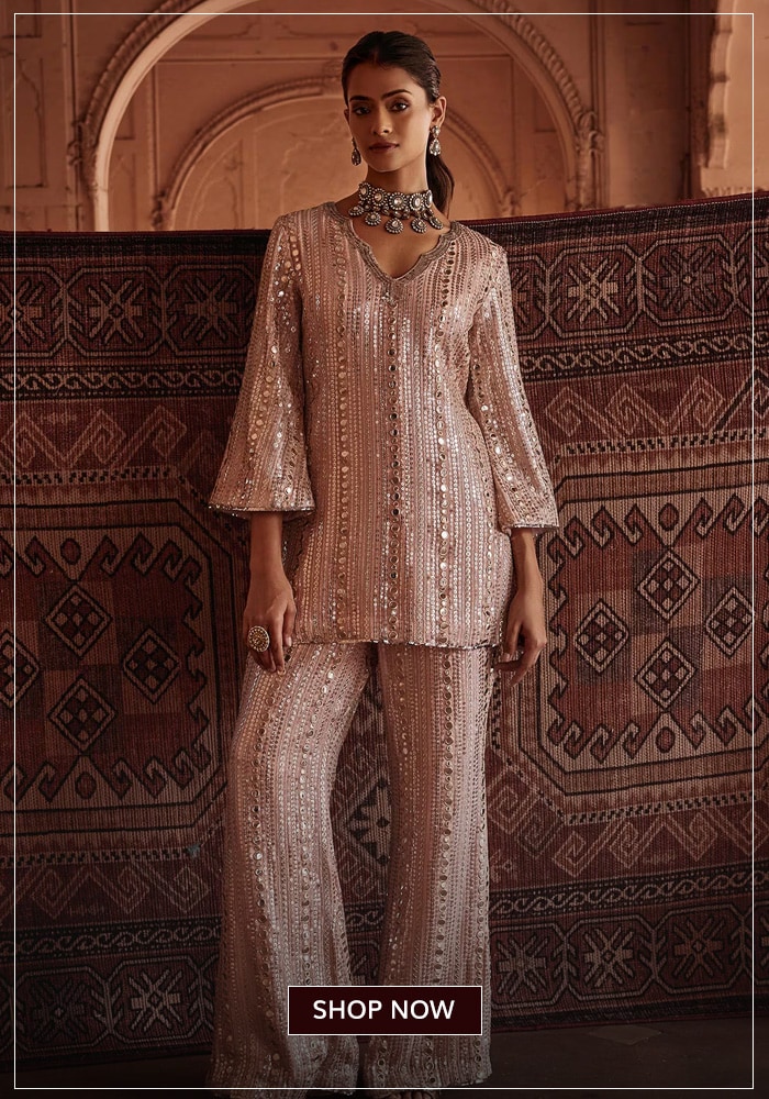 Blush pink kurta and trouser set