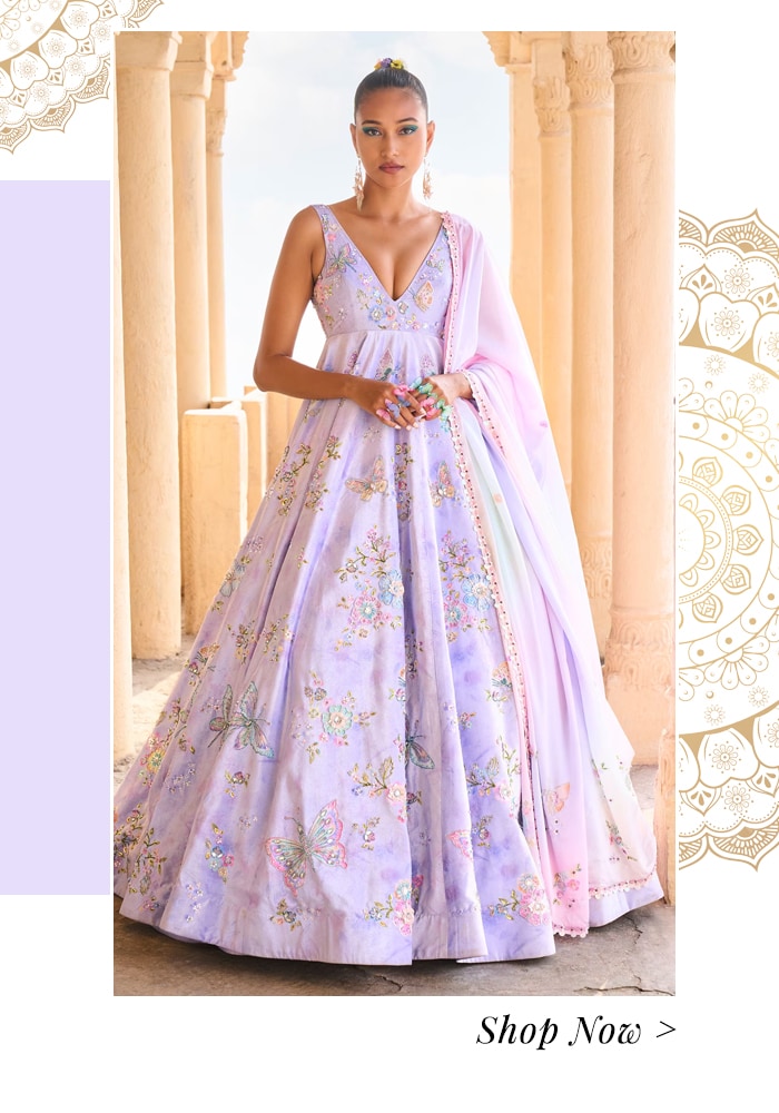 A Fairytale Indian Wedding at Oheka Castle: Bridal & Bridesmaid Fashion, Budget, and More 4 Purple anarkali