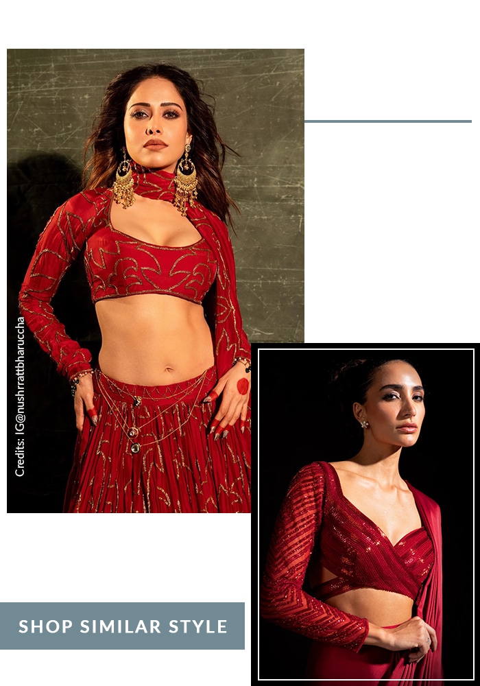 13 Celebrity-Approved Blouse Sleeve Designs You’ll Want to Copy for Weddings and Parties 12 Nusrat Bharuccha inspired embroidered full sleeves