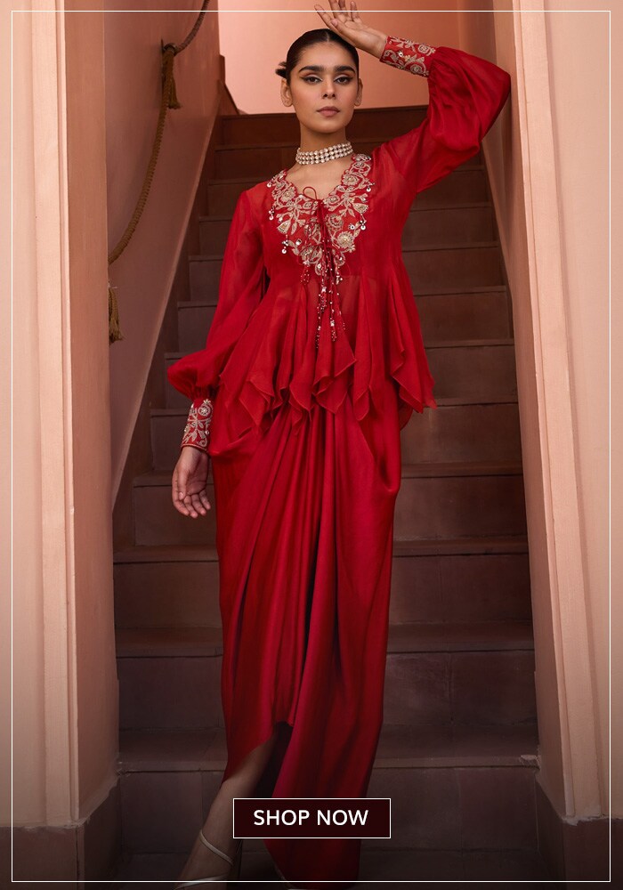 Pre draped skirt set