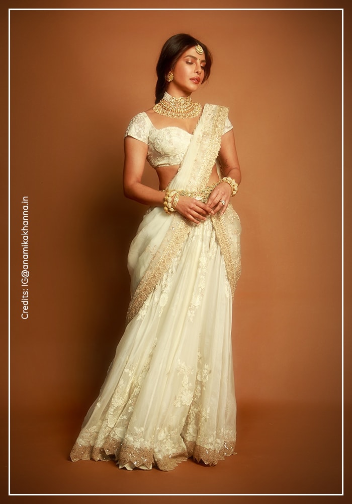 Priyanka Chopra Jonas’ White Anamika Khanna Lehenga Saree Serves Pure Goddess Energy 2 Priyanka's Anamika Khanna lehenga saree