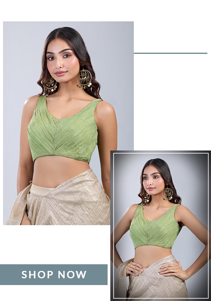 Textured Tissue Saree Blouse Design 