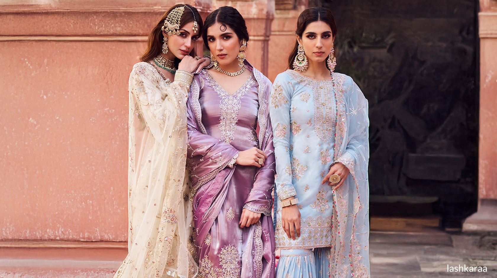 Three models wearing Indian wear