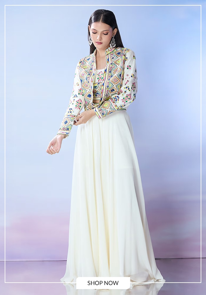 White jacket and sharara set