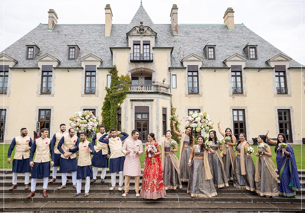 A Fairytale Indian Wedding at Oheka Castle: Bridal & Bridesmaid Fashion, Budget, and More 1 Indian wedding at Oheka castle