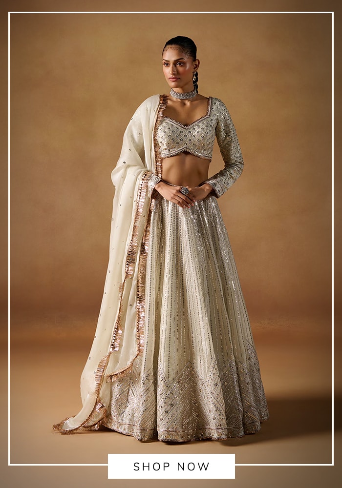 Priyanka Chopra Jonas’ White Anamika Khanna Lehenga Saree Serves Pure Goddess Energy 8 White lehenga set