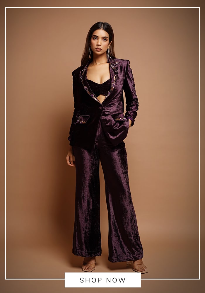 Velvet blazer and pant set