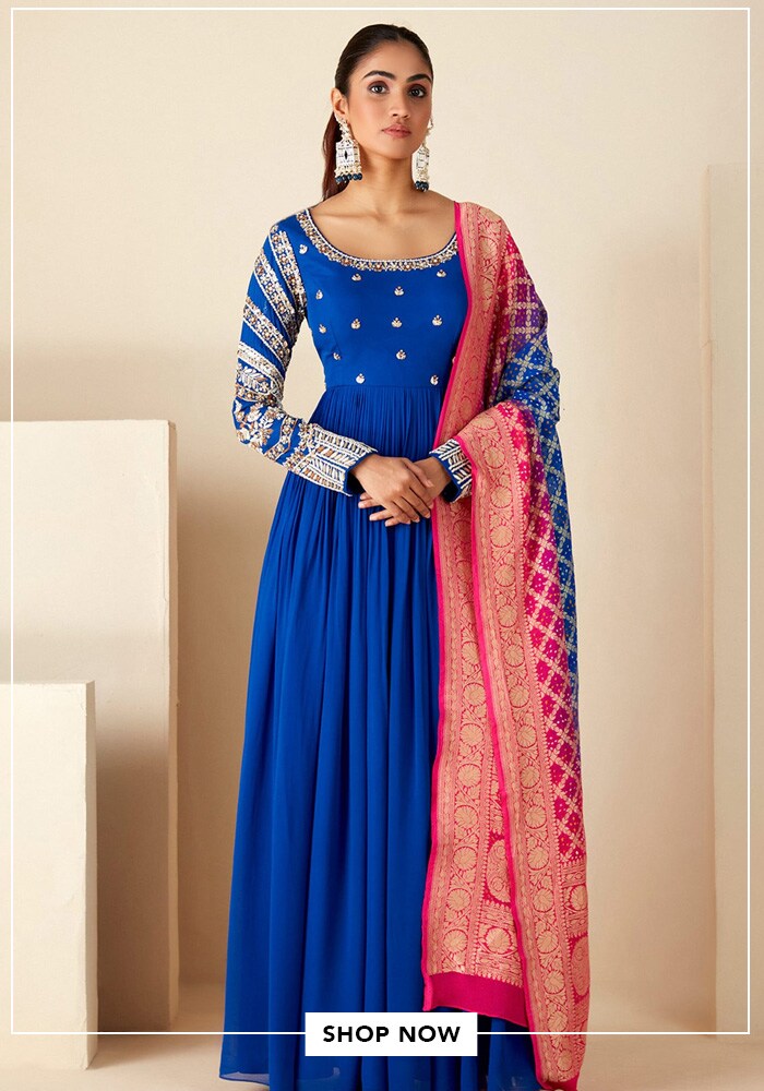 Blue anarkali