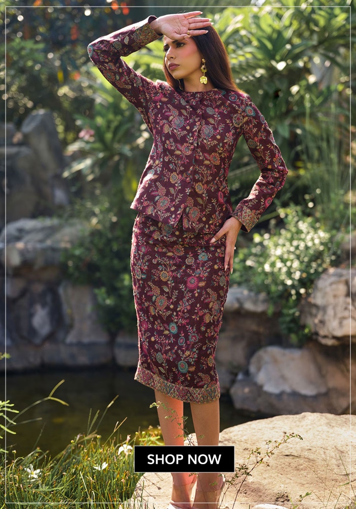 Woven jacket and skirt set