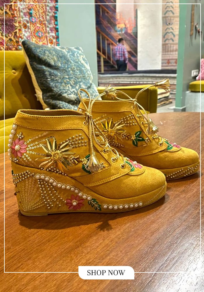 Fancy Sneakers Are The Season’s Most-Wanted Style Essential (And We’re Obsessed) 4 yellow embroidered sneaker wedges