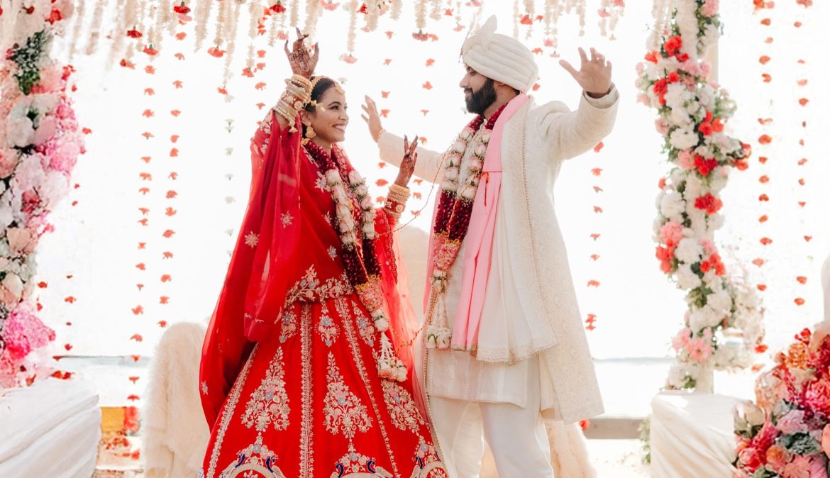 red lehenga for bride