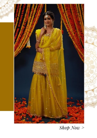 Best Wedding Sharara Set Designs for Haldi, Mehendi & Sangeet 4 Best Wedding Sharara Set Designs for Haldi, Mehendi & Sangeet