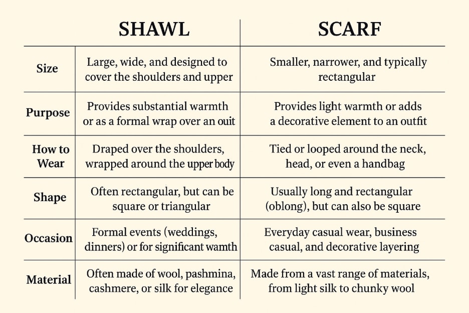 Scarf vs Shawl: Which Accessory Do You Need? 