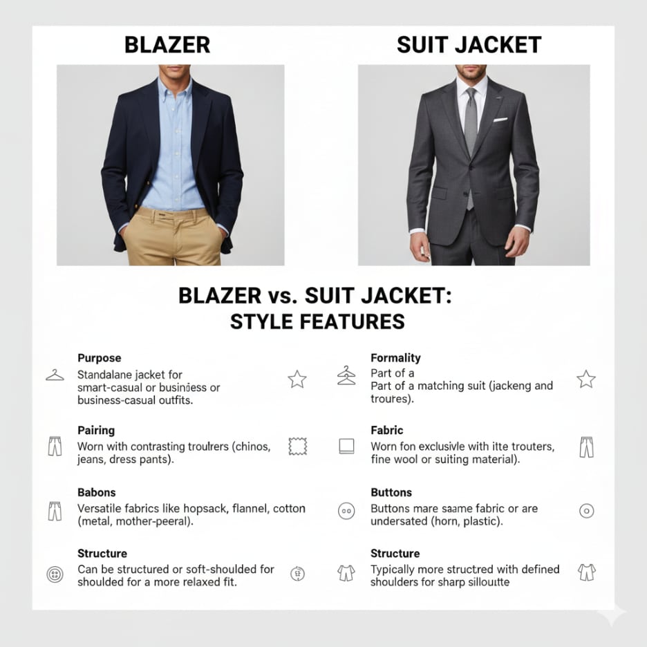 Key Differences Between a Blazer vs Suit Jacket 