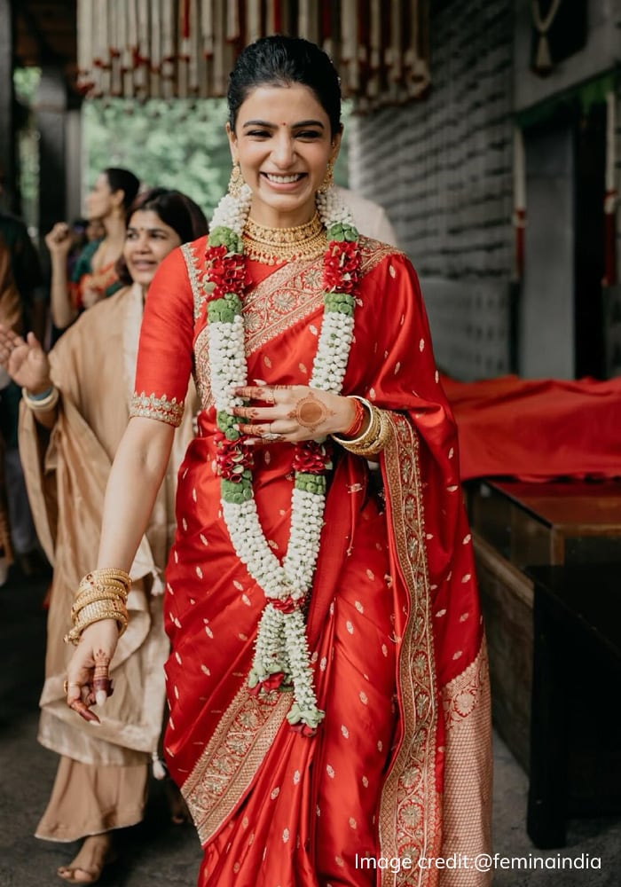 Samantha Ruth Prabhu red bridal saree