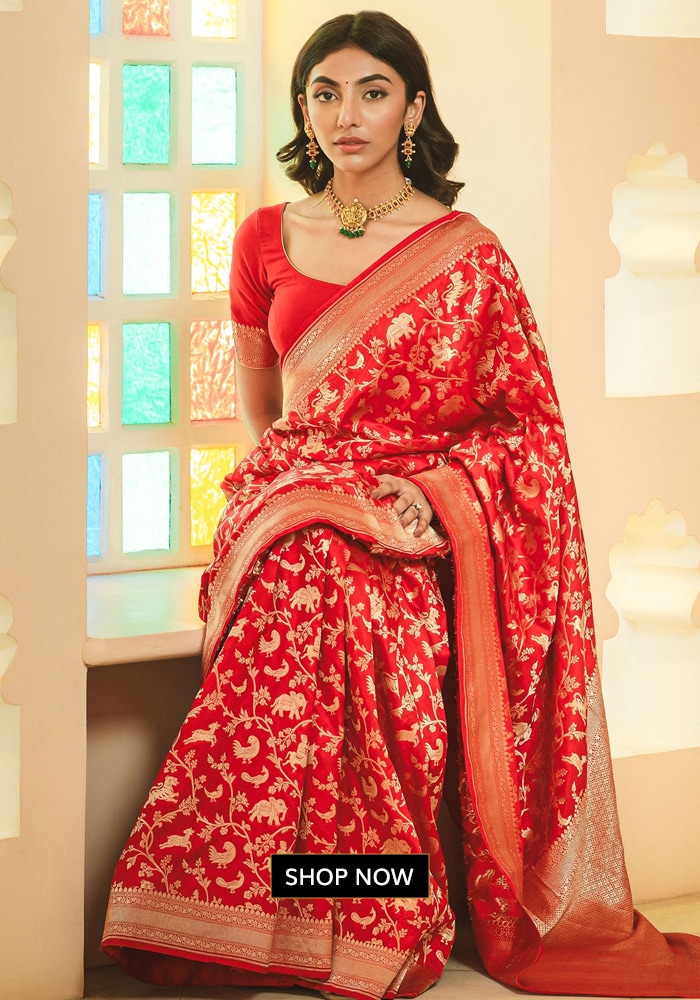 Red banarasi saree
