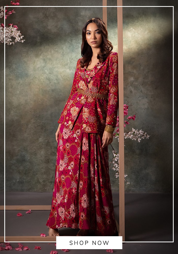 Blazer and dhoti skirt set