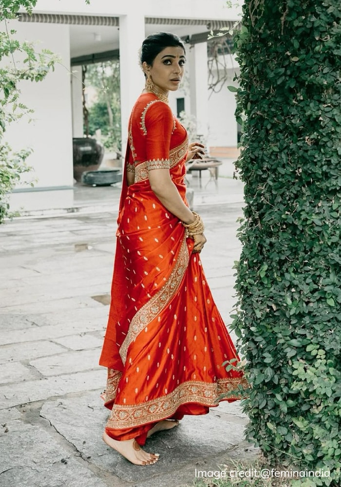 Samantha Ruth Prabhu in her red bridal saree