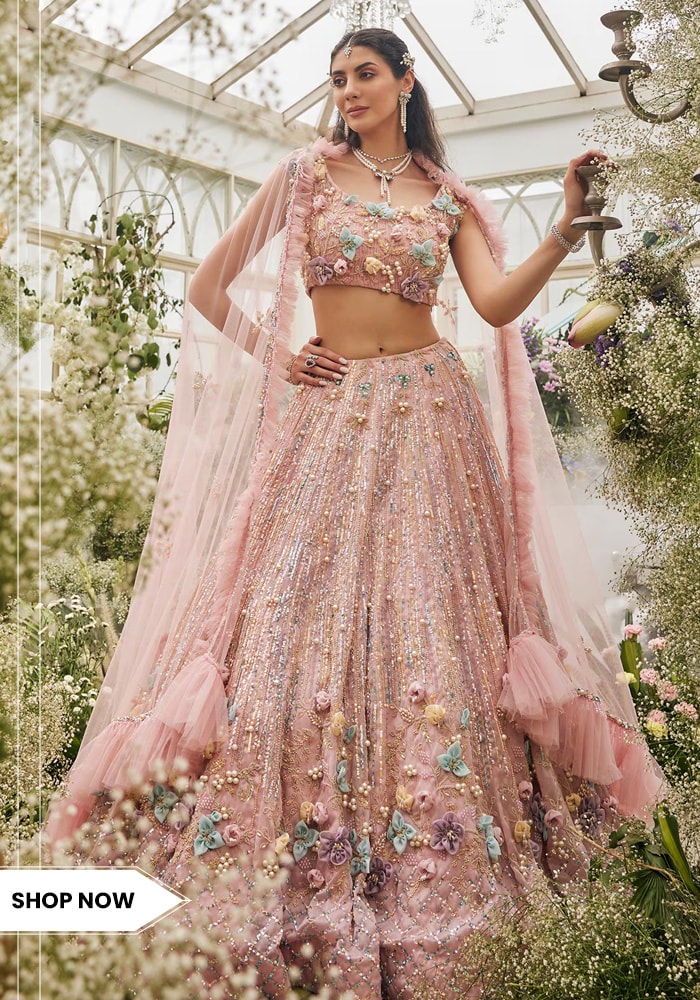 3D floral applique lehenga