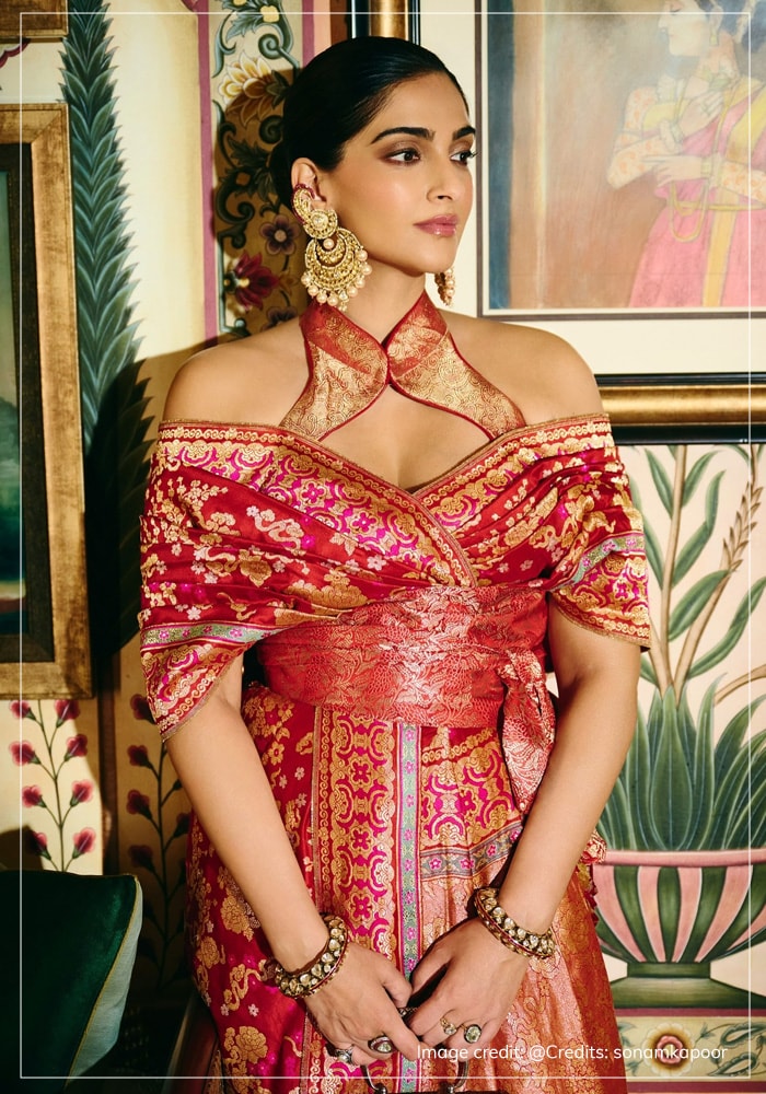 Radiant in Ruby-Red Silk sonam kapoor