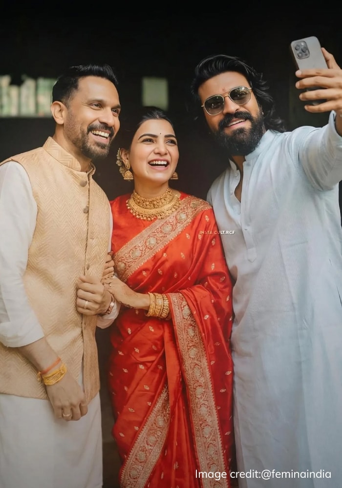 Samantha, Raj Nidimoru and Ram Charan