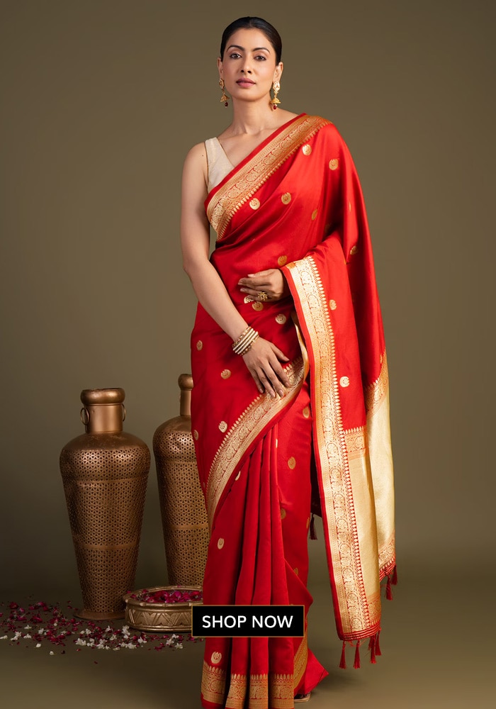 Red banarasi saree