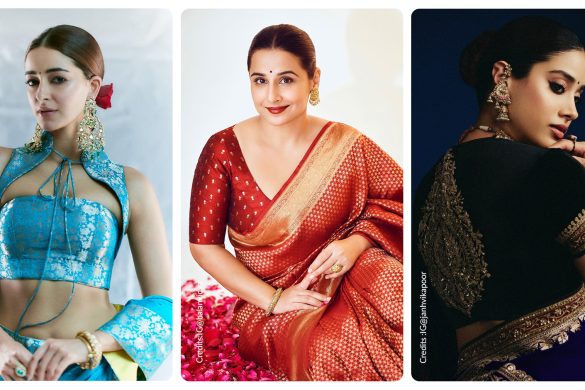 Ananya Panday, Vidya Balan and Janhvi Kapoor wearing modern saree blouses