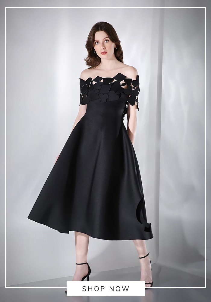 Off shoulder black gown