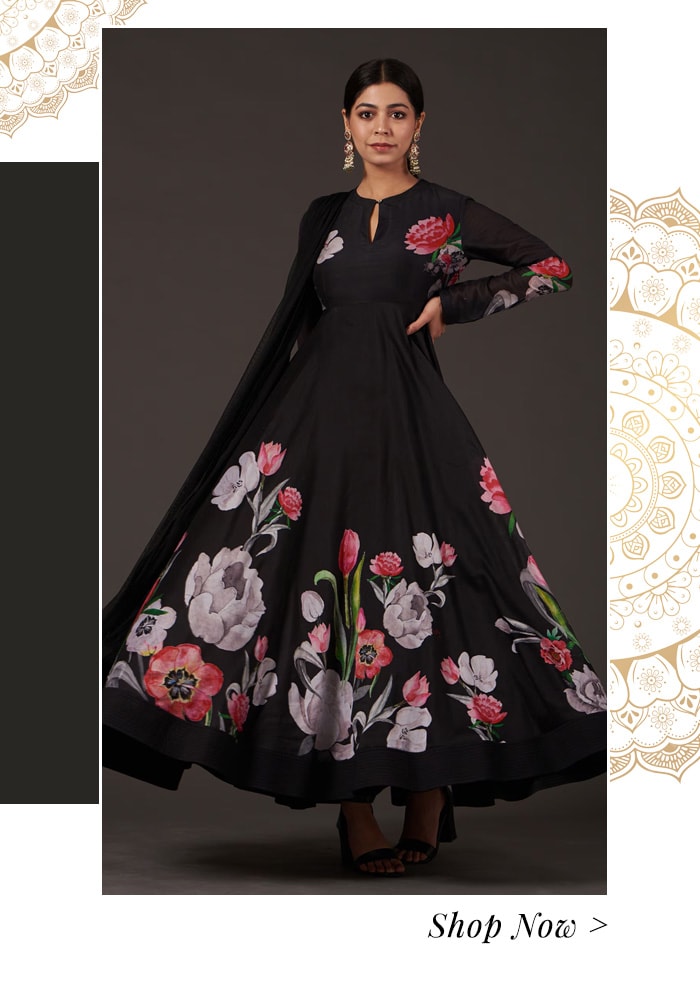 Black printed anarkali
