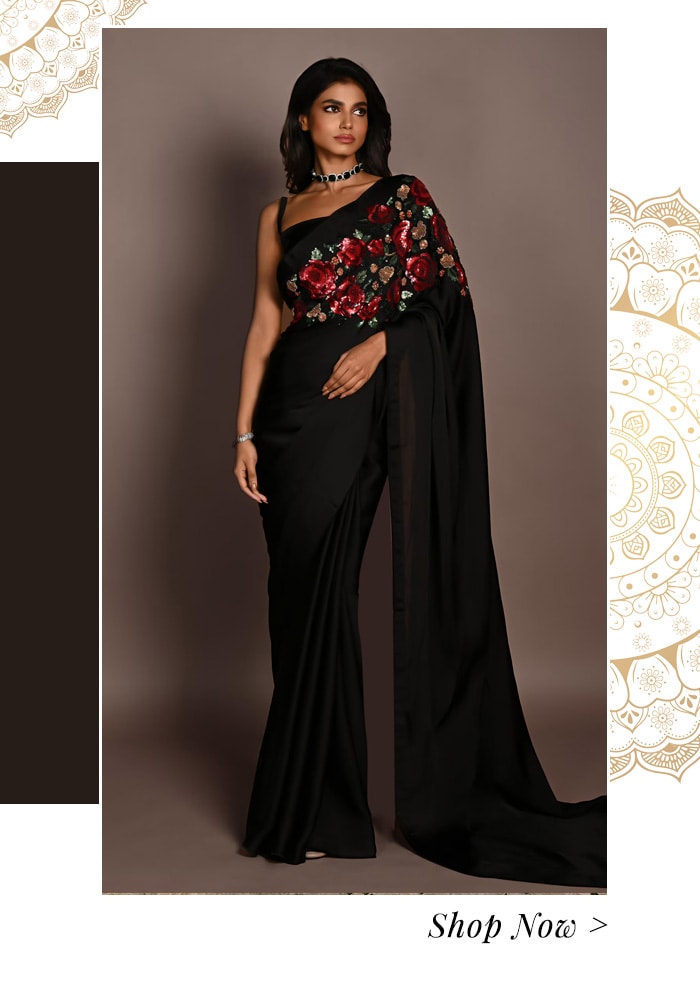 Sequin and zardozi embroidered saree