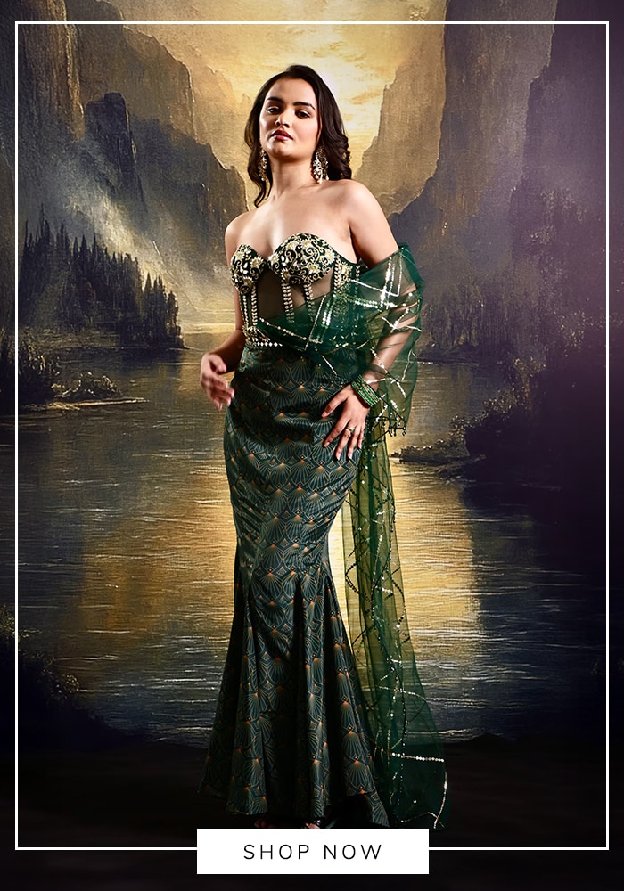 Emerald Green corset gown