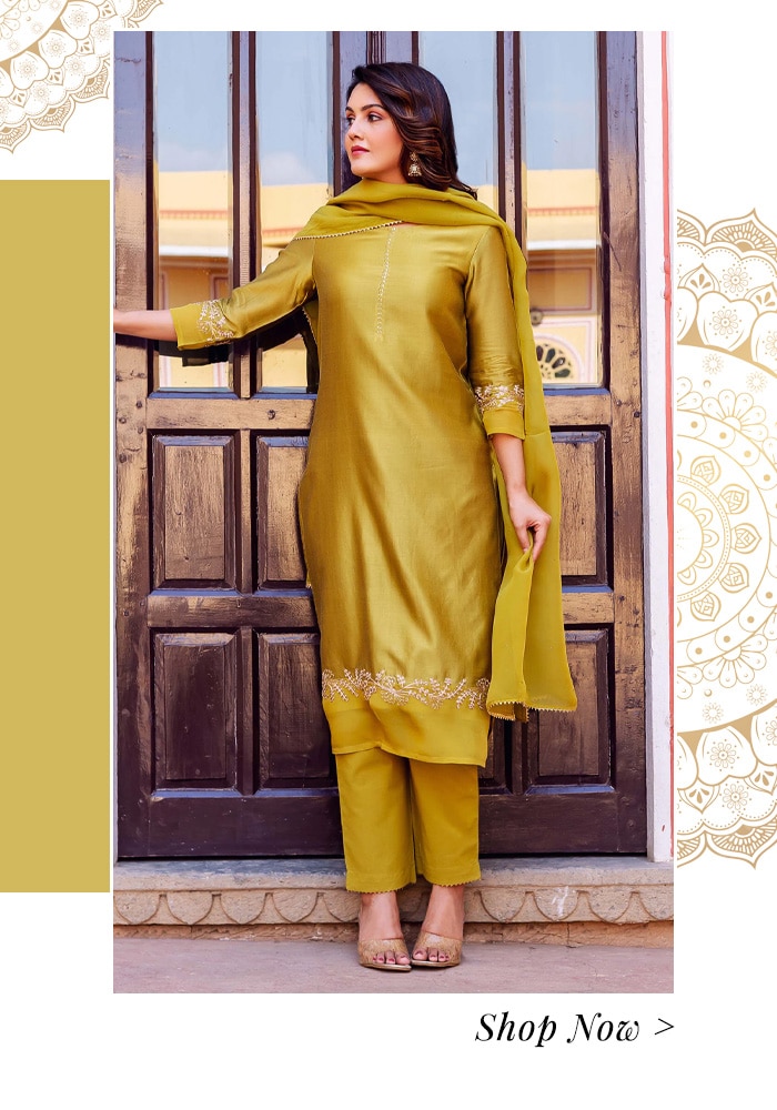 Gold kurta set for women