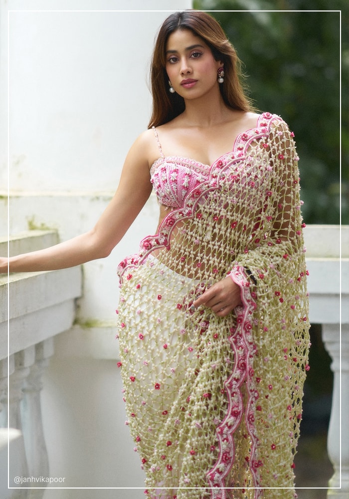 Janhvi Kapoor in crocheted saree