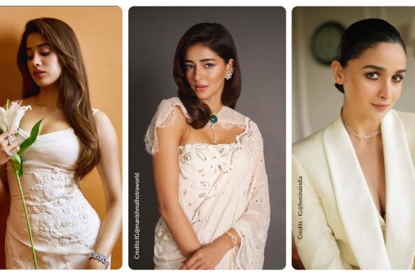 Janhvi Kapoor in the left, Ananya Panday in the center and Alia Bhatt in the right